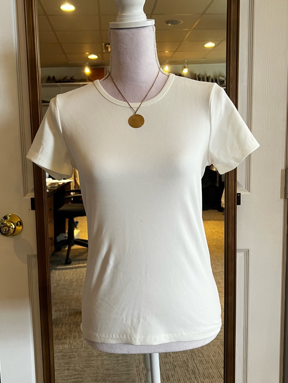 Classic Short-Sleeve Crewneck Top - Cream